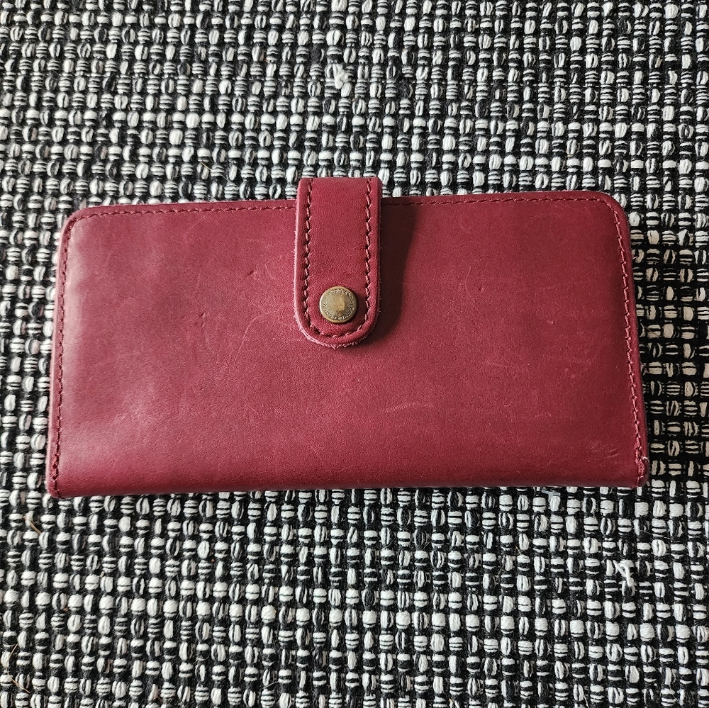 Portland leather goods boysenberry bifold wallet